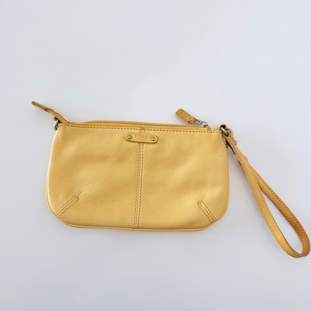 Vintage Fossil Mustard Yellow Leather Wristlet
